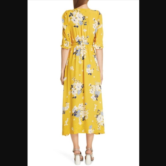 sea | pia floral faux wrap midi dress - Picture 2 of 2